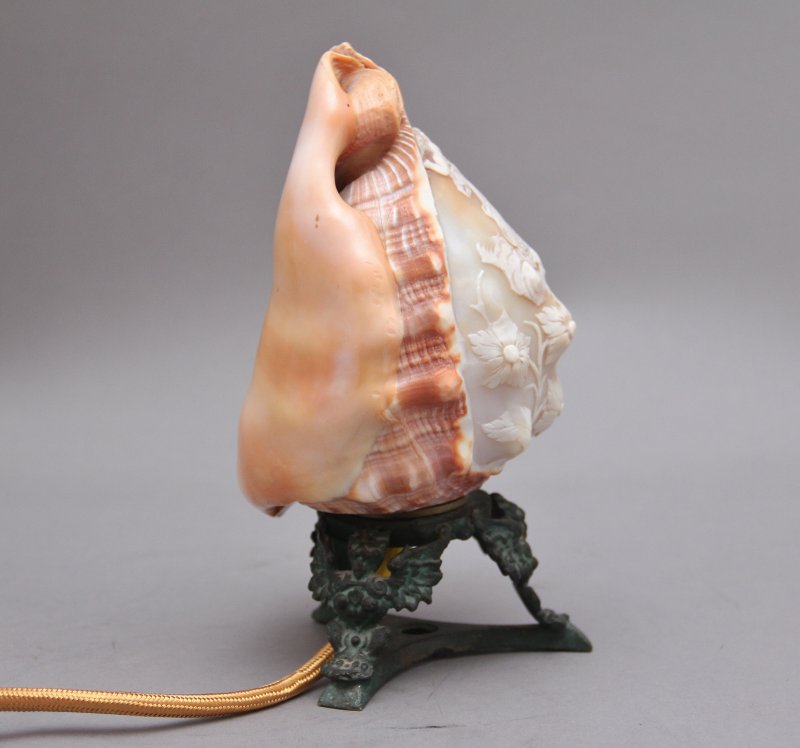 19th Century carved shell cameo lamp - Image 7