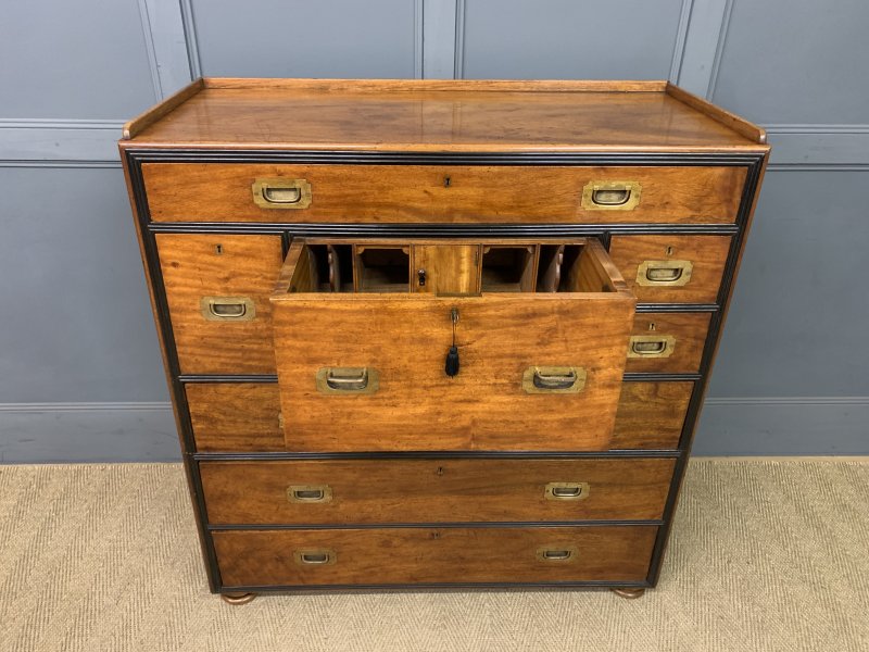 19th Century Camphor Wood Secretaire Military Chest - Image 6