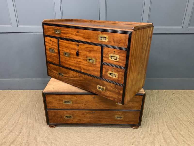 19th Century Camphor Wood Secretaire Military Chest - Image 5