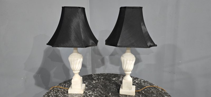 Wonderful Pair Marble Table Lamps - Image 7