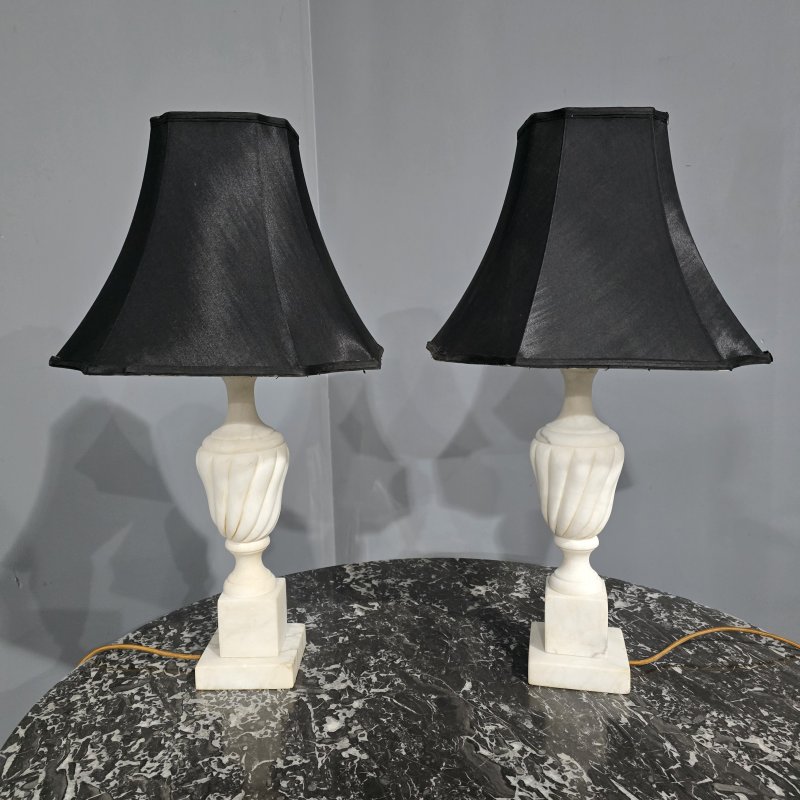 Wonderful Pair Marble Table Lamps