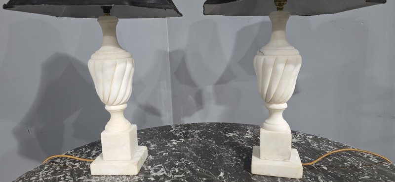 Wonderful Pair Marble Table Lamps - Image 4