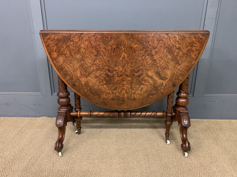 Large Victorian Burr Walnut Sutherland Table - Image 3