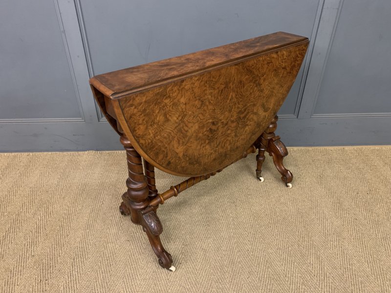 Large Victorian Burr Walnut Sutherland Table - Image 6