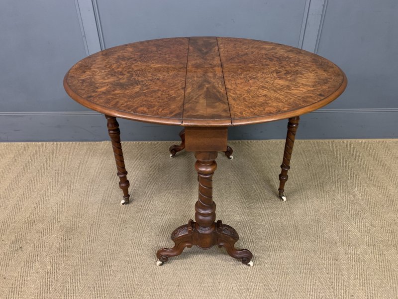 Large Victorian Burr Walnut Sutherland Table - Image 9