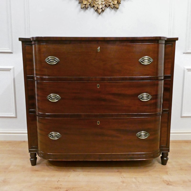 Regency Mahogany Bow Fronted Chest of Drawers - Image 11