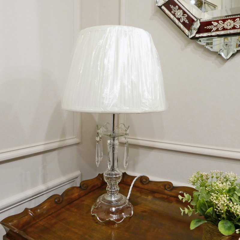 Art Deco Cut Crystal Glass Table Lamp