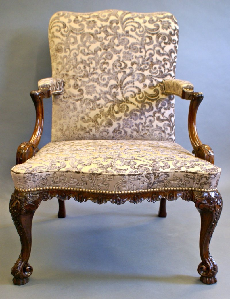 A George II Style Mahogany Gainsborough/library Arm Chair