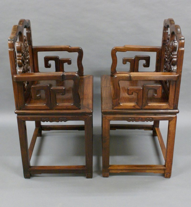A Pair Of Chinese Qing Dynasty, Hongmu Chairs - Image 5