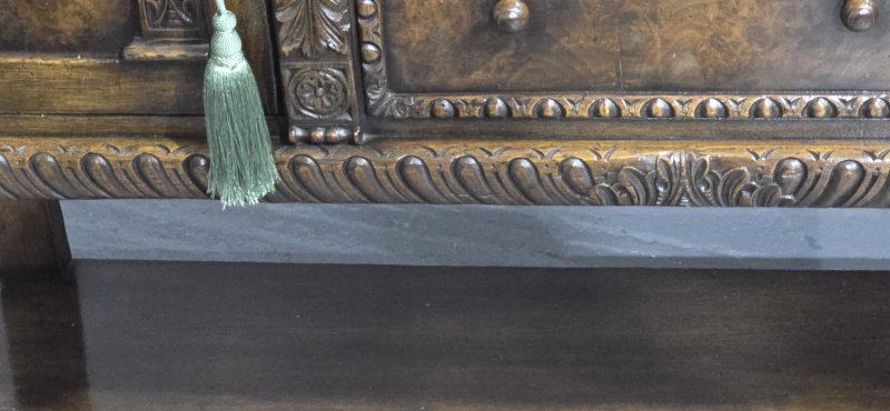 Superb Oak and Burr Walnut Elizabethan Sideboard - Image 7