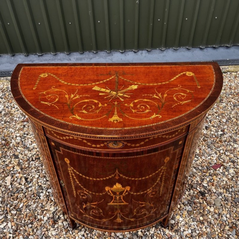 An Exhibition Quality Edwards And Roberts Of London Demi Lune Side Cabinet. - Image 2