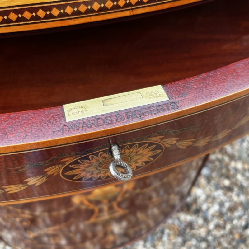 An Exhibition Quality Edwards And Roberts Of London Demi Lune Side Cabinet. - Image 5