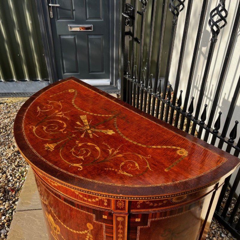 An Exhibition Quality Edwards And Roberts Of London Demi Lune Side Cabinet. - Image 8