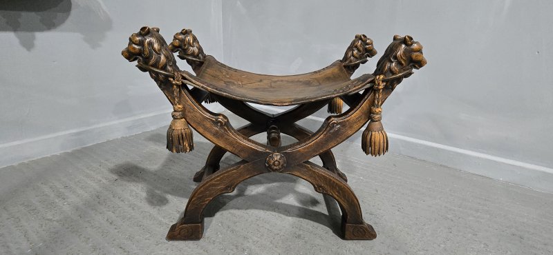 Superb Walnut X Framed Stool - Image 3