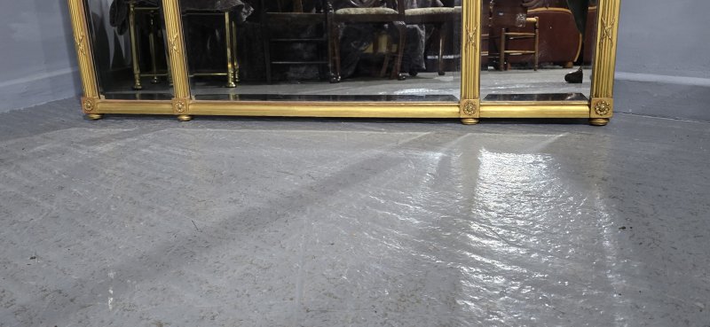 Large Regency Tryptich Gilt Overmantle Mirror - Image 5