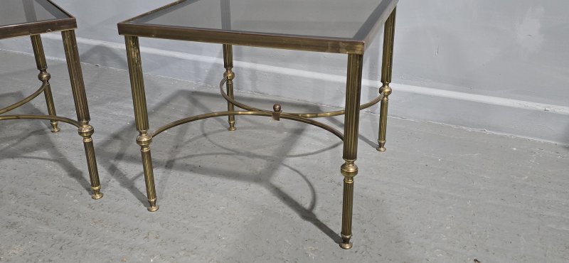 Pair French Maison Jansen Brass Lamp Tables - Image 3