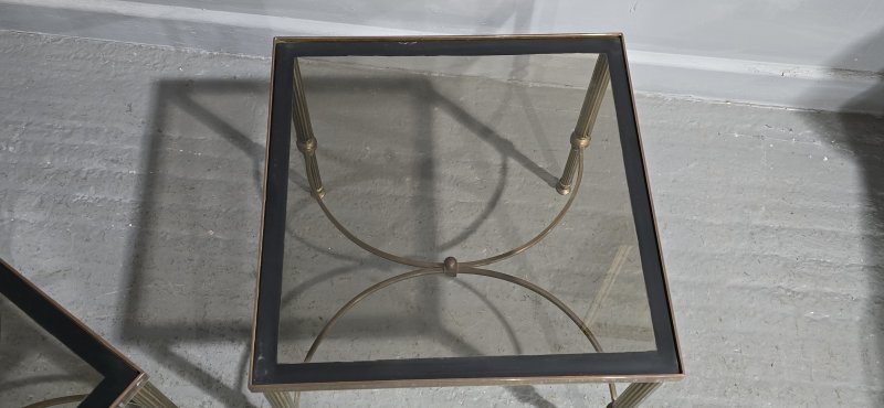 Pair French Maison Jansen Brass Lamp Tables - Image 8