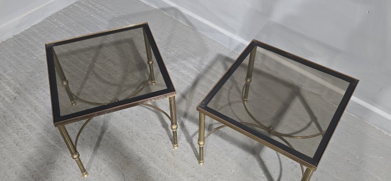 Pair French Maison Jansen Brass Lamp Tables - Image 9