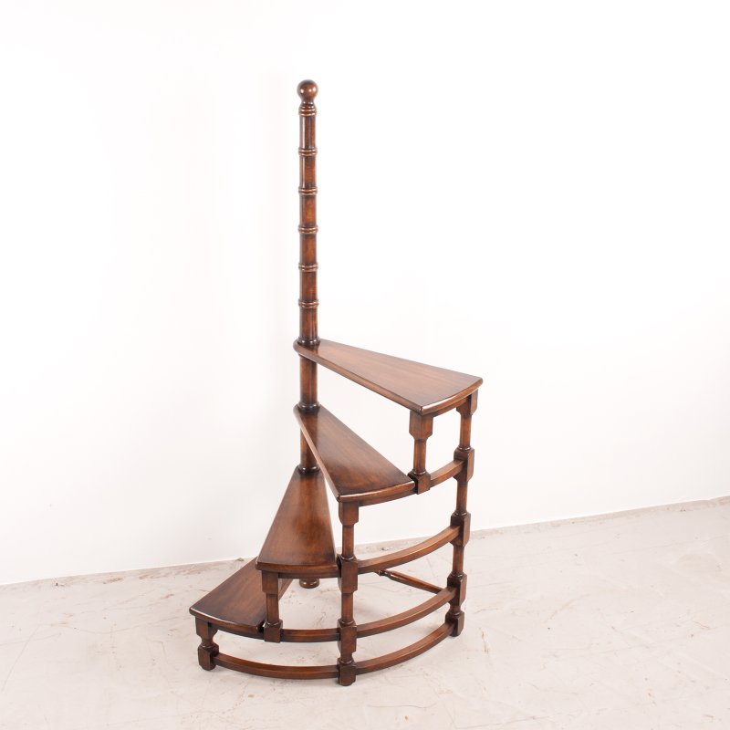 Spiral Library Steps With Polished Wooden Treads - Image 3