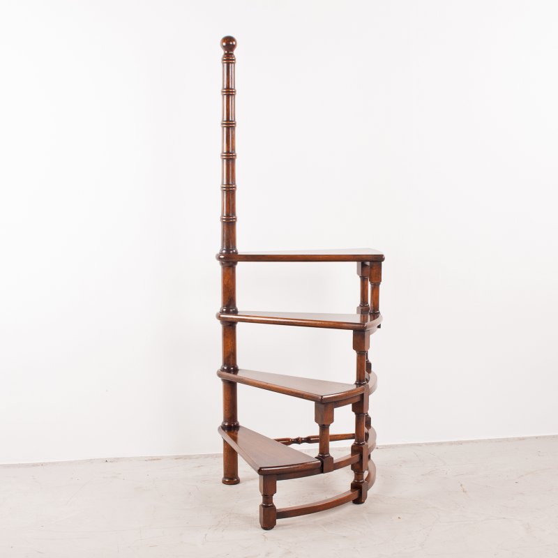 Spiral Library Steps With Polished Wooden Treads - Image 2