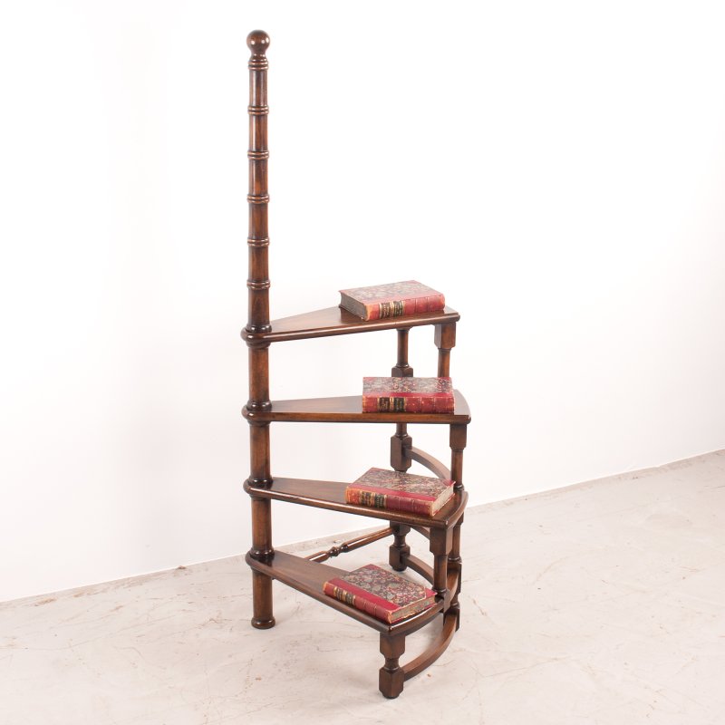 Spiral Library Steps With Polished Wooden Treads - Image 5