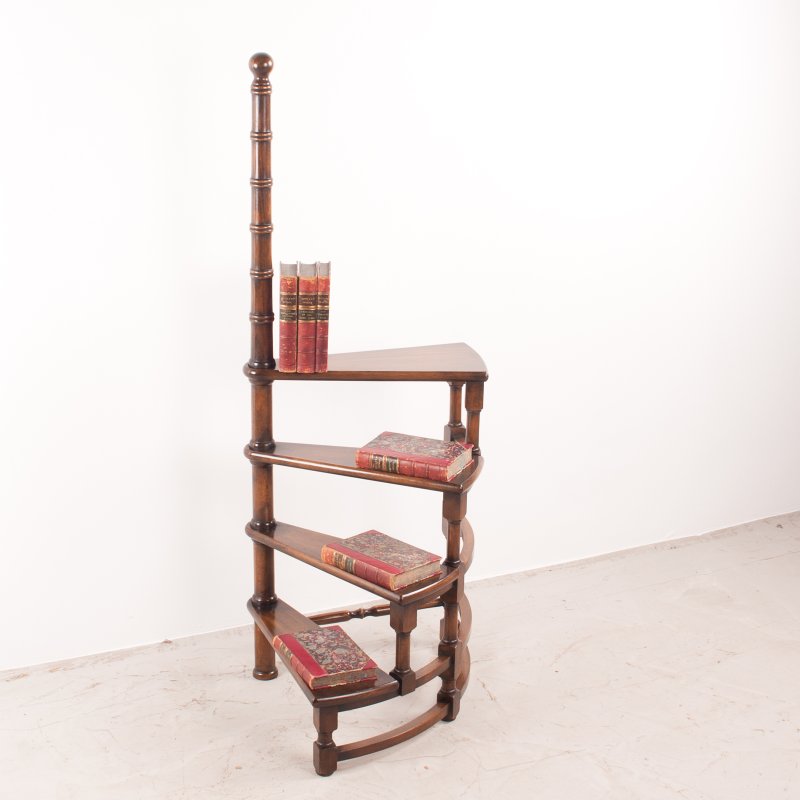 Spiral Library Steps With Polished Wooden Treads - Image 6