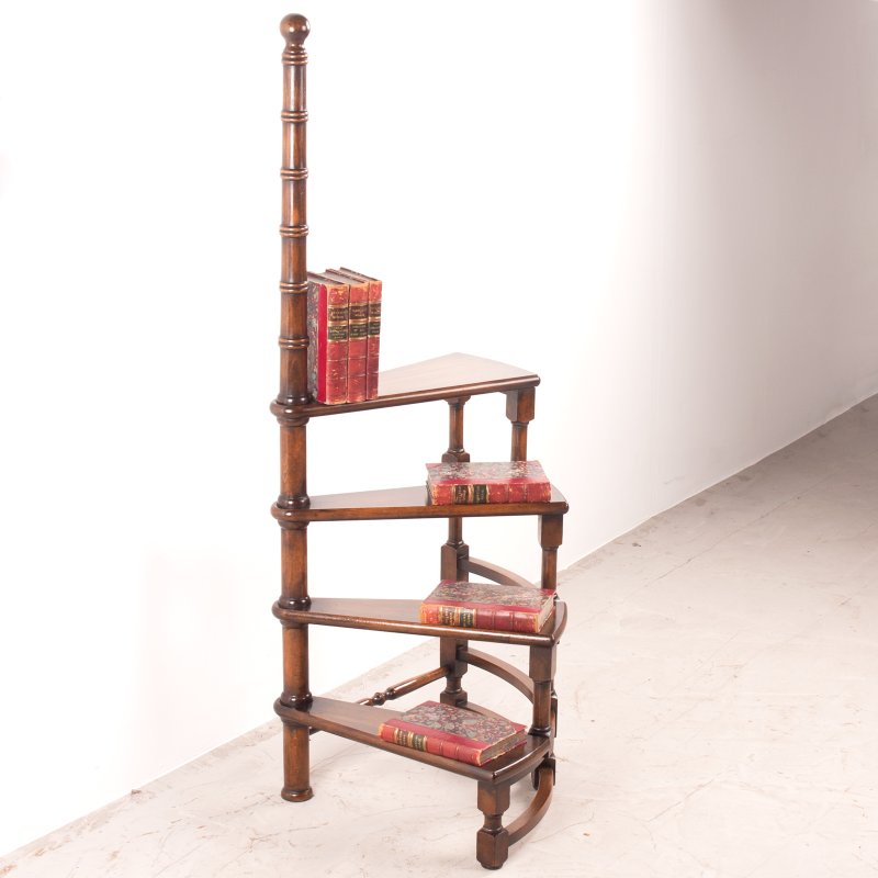 Spiral Library Steps With Polished Wooden Treads - Image 7