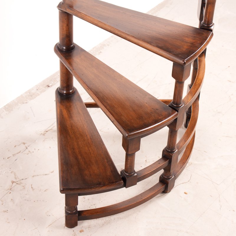 Spiral Library Steps With Polished Wooden Treads - Image 9