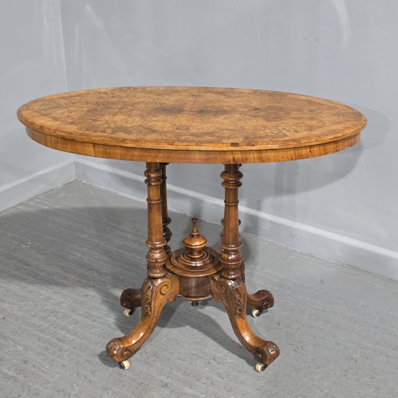 Fine Victorian Burr Walnut Inlaid Centre Table