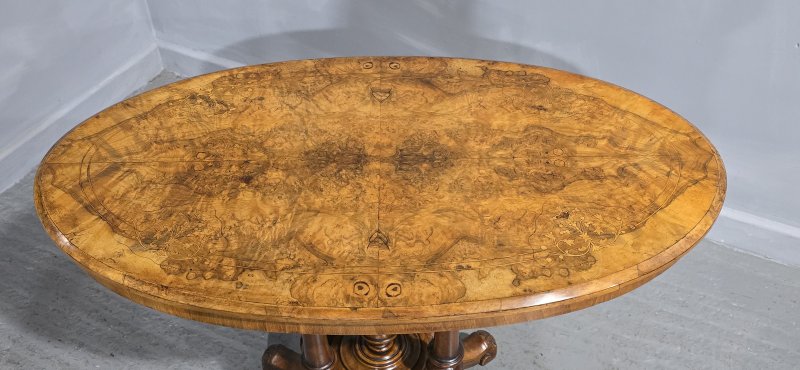 Fine Victorian Burr Walnut Inlaid Centre Table - Image 7