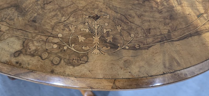 Fine Victorian Burr Walnut Inlaid Centre Table - Image 8