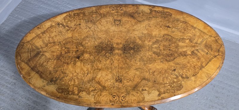 Fine Victorian Burr Walnut Inlaid Centre Table - Image 10