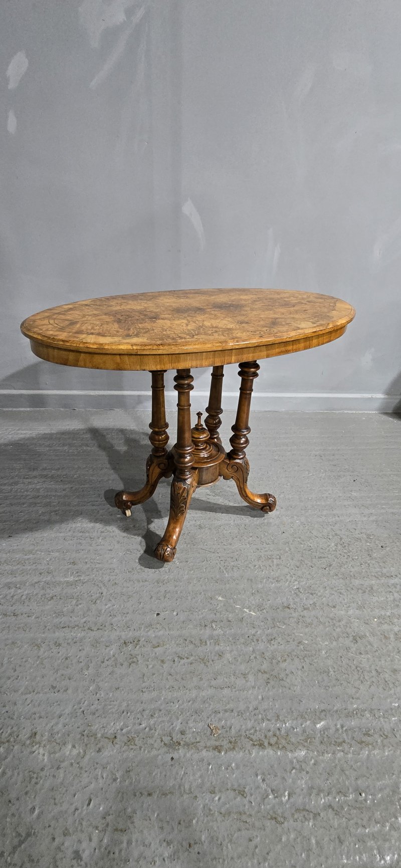 Fine Victorian Burr Walnut Inlaid Centre Table - Image 4