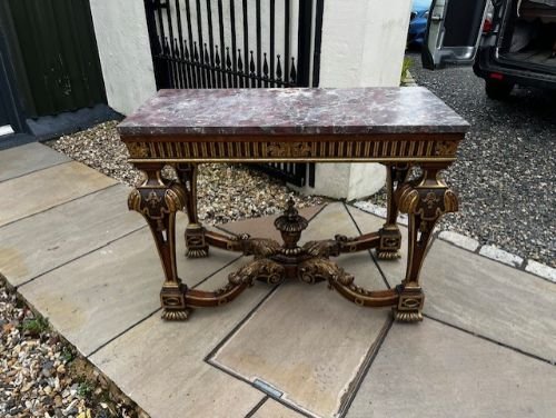 A Walnut & Parcel Gilt Rococo Console Table