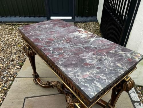 A Walnut & Parcel Gilt Rococo Console Table - Image 2