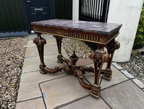 A Walnut & Parcel Gilt Rococo Console Table - Image 6