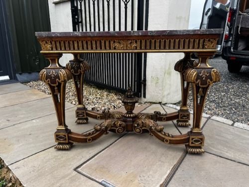 A Walnut & Parcel Gilt Rococo Console Table - Image 8