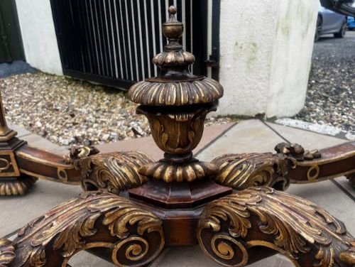 A Walnut & Parcel Gilt Rococo Console Table - Image 12