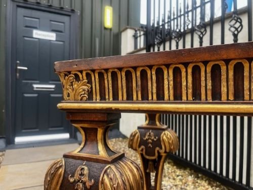 A Walnut & Parcel Gilt Rococo Console Table - Image 13