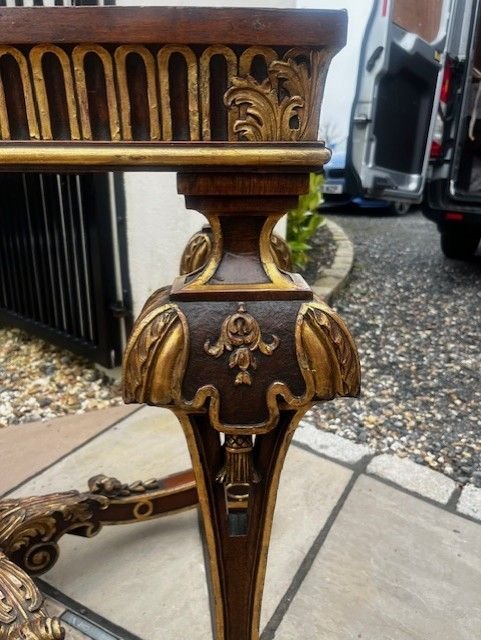 A Walnut & Parcel Gilt Rococo Console Table - Image 14