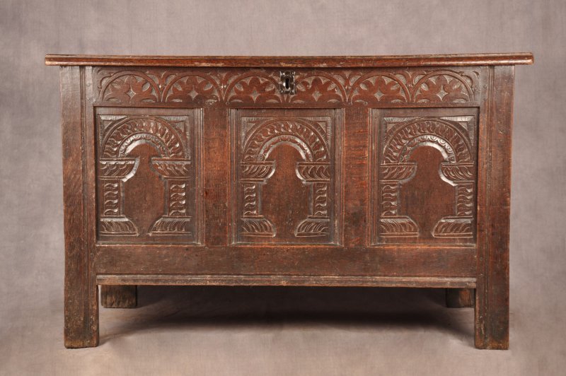 17th Century Arcaded Oak Coffer
