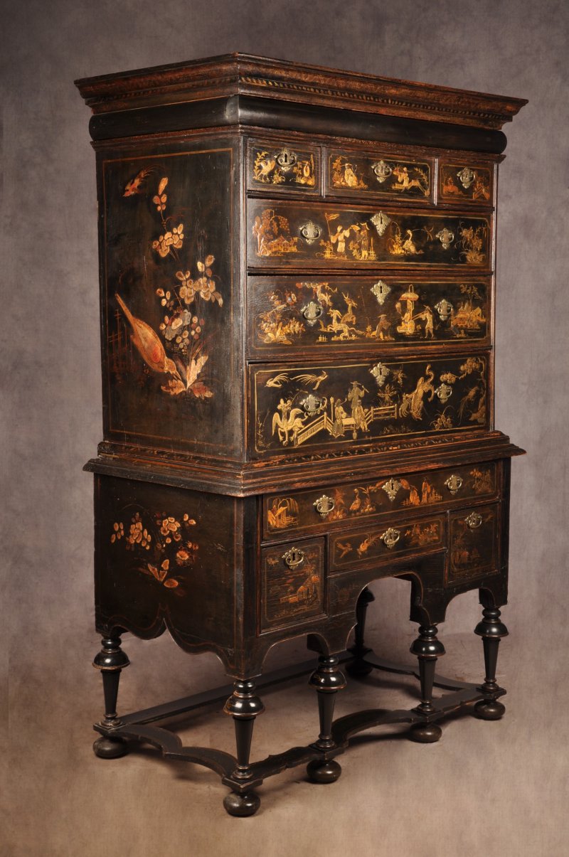 Rare Early 18th Century Chinoiserie-japanned Chest On Stand - Image 2