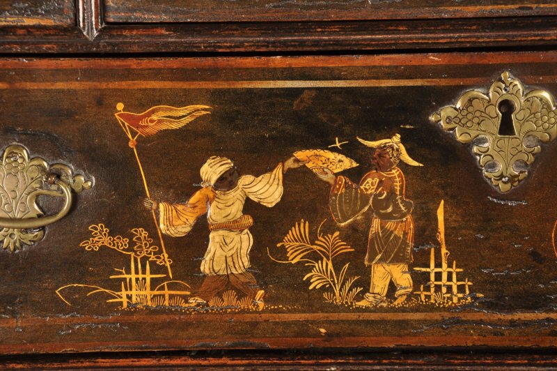 Rare Early 18th Century Chinoiserie-japanned Chest On Stand - Image 4