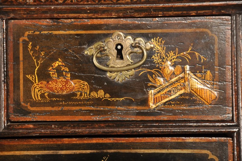 Rare Early 18th Century Chinoiserie-japanned Chest On Stand - Image 8