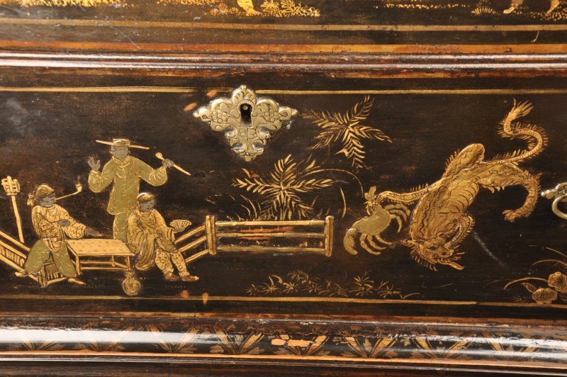 Rare Early 18th Century Chinoiserie-japanned Chest On Stand - Image 13