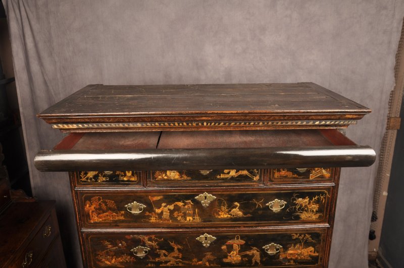 Rare Early 18th Century Chinoiserie-japanned Chest On Stand - Image 21