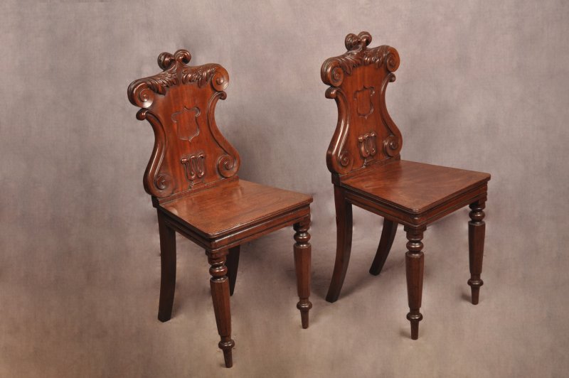Fine Pair Of Regency Mahogany Hall Chairs - Image 5