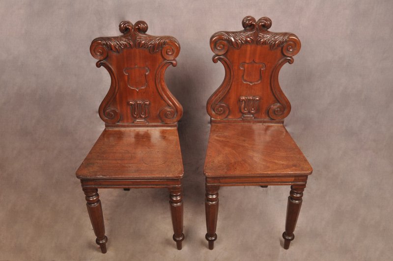Fine Pair Of Regency Mahogany Hall Chairs - Image 2