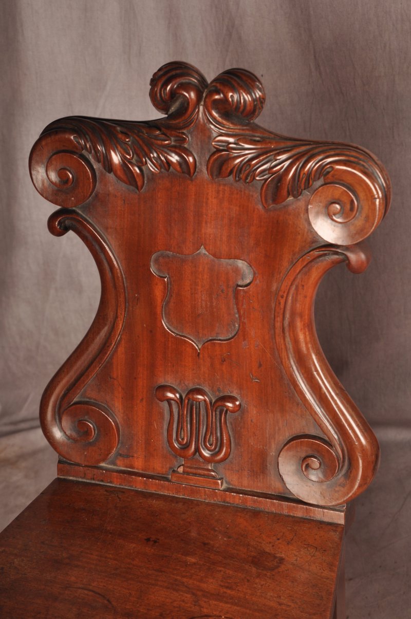 Fine Pair Of Regency Mahogany Hall Chairs - Image 6