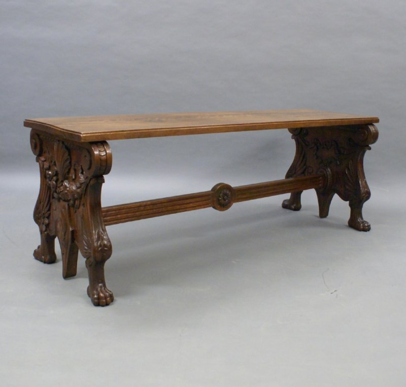 An Impressive Italian Carved Walnut Hall Bench - Image 3